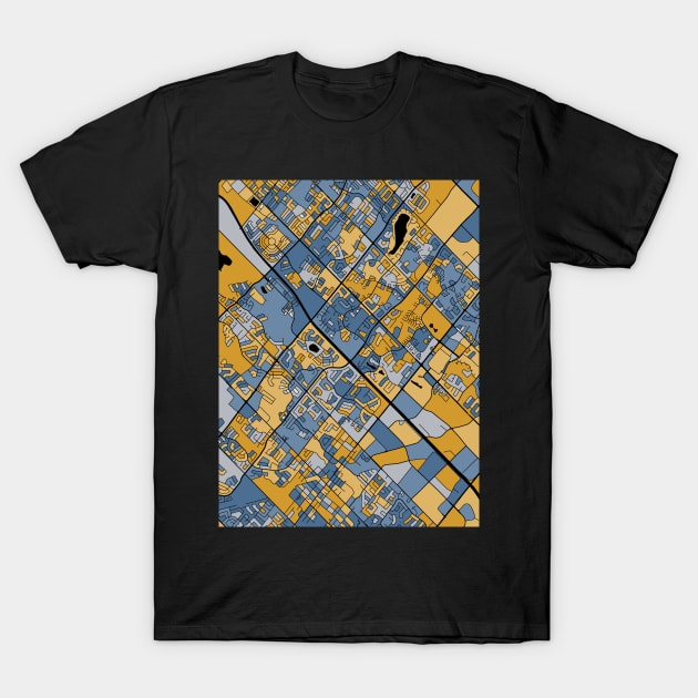 Brampton Map Pattern in Blue & Gold T-Shirt by PatternMaps